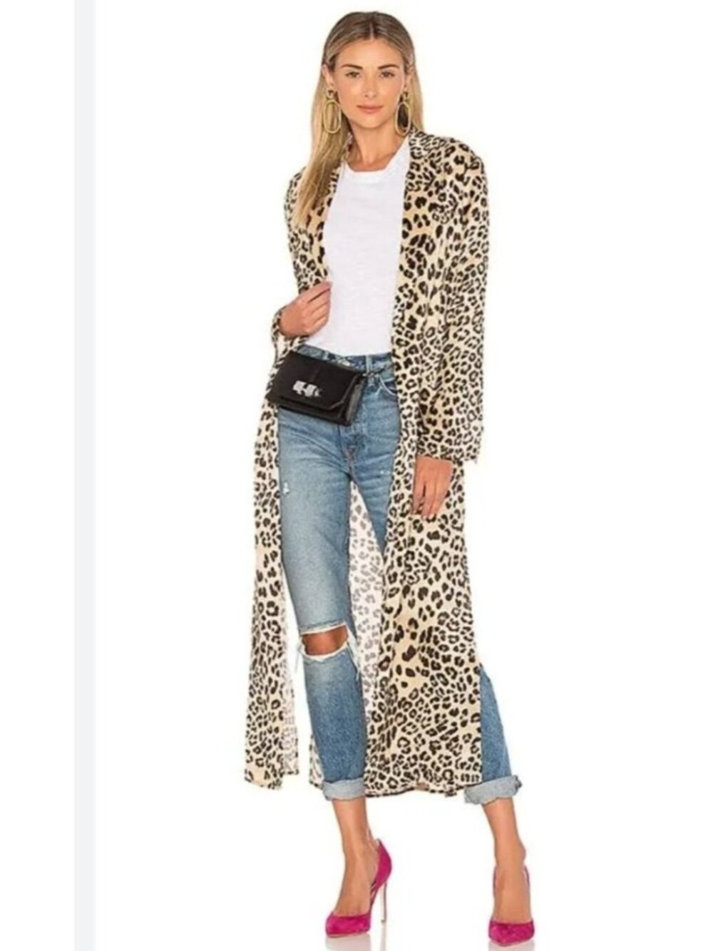 House of Harlow 1960 x REVOLVE Delaney Leopard Satin Duster Jacket S Mob Wife